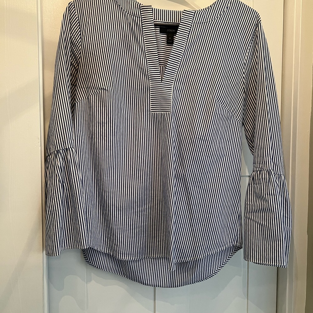 J crew cotton navy/white striped blouse